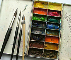 Palette mit Aquarellfarben