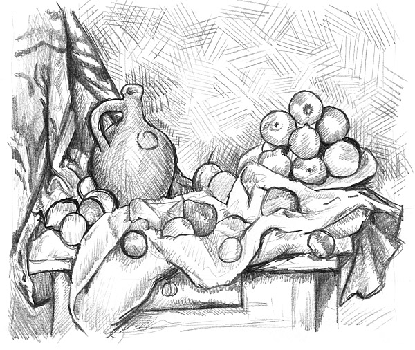 Zeichnung Stillleben Cezanne