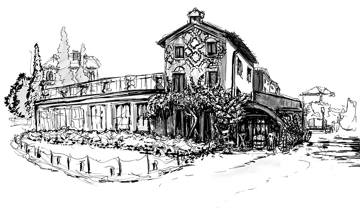 Urban Sketching in schwarz-weiß