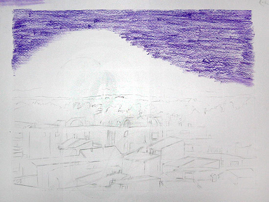 Himmel mit Pastell gemalt