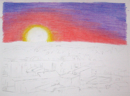 Himmel mit Pastell gemalt