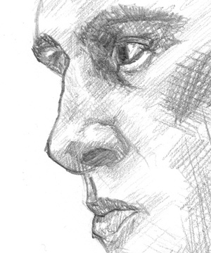 Zeichnung einer Nase im Portrait